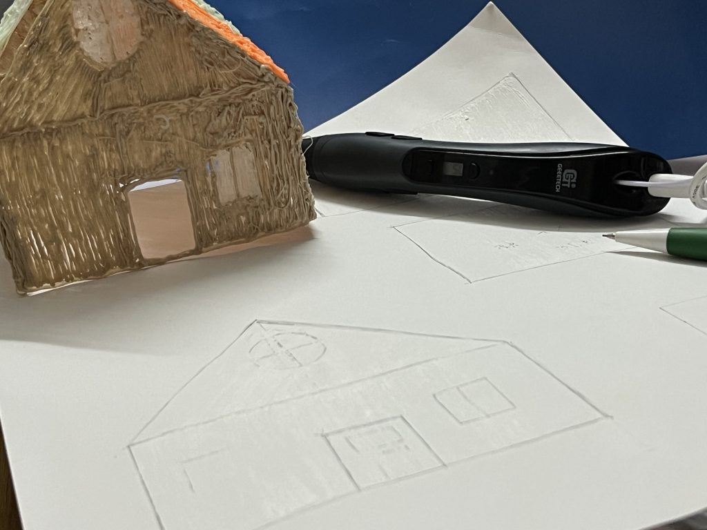 Flat shapes were drawn on paper
