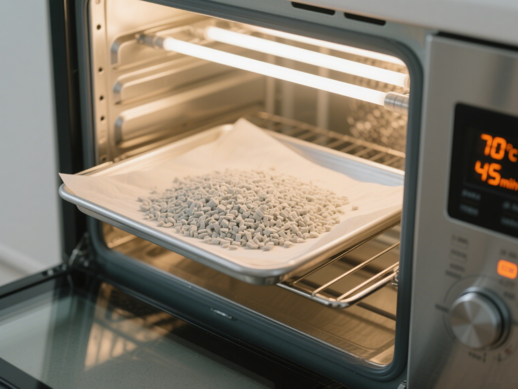 Dry the Plastic fragments in oven
