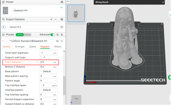 Top Z distance in 3D printing slicer