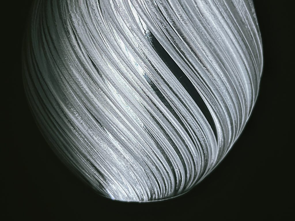 A transparent PETG lampshade printed in vase mode